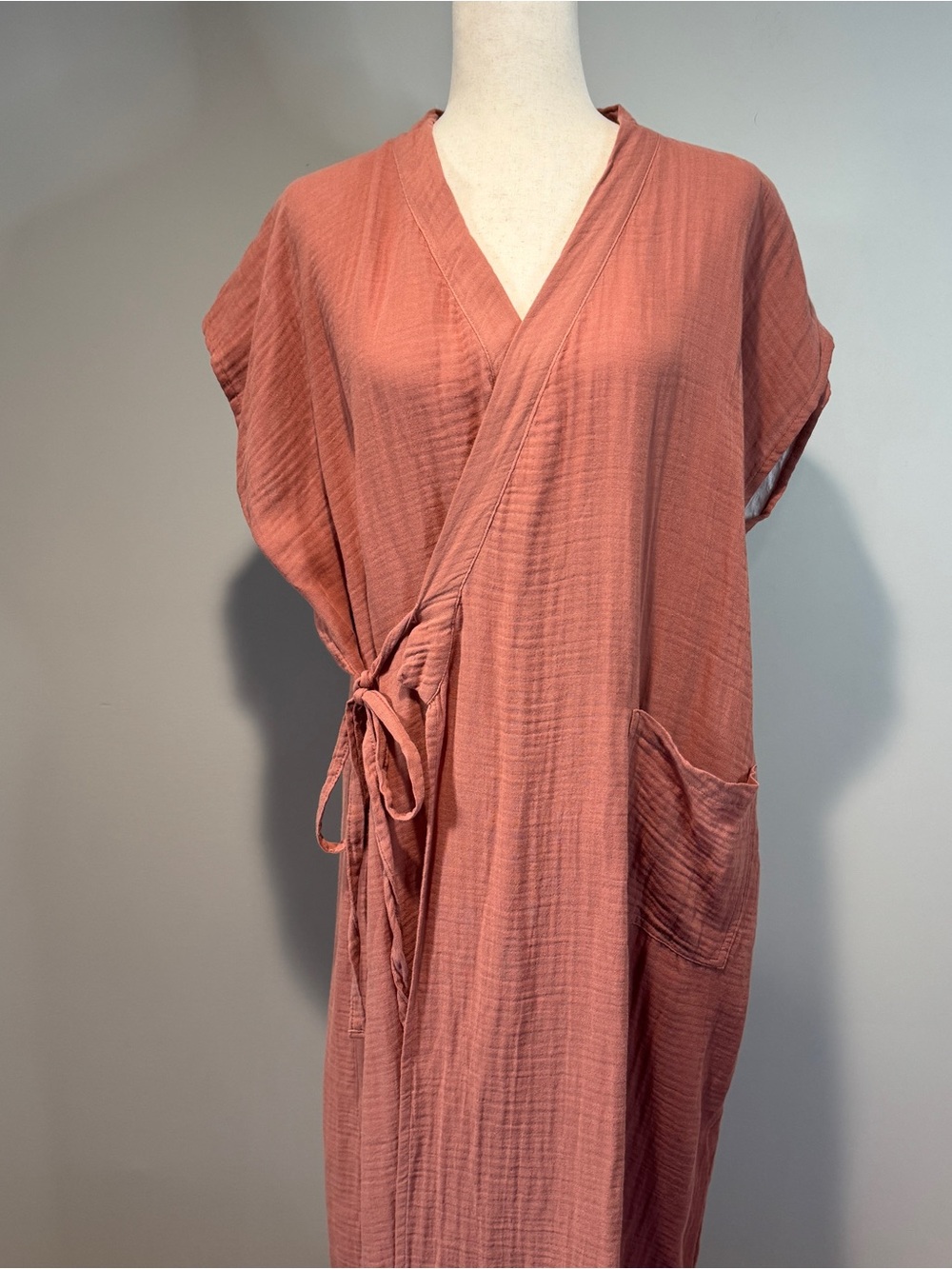 Oddbird Aydin House Wrap Dress Canyon Rose Turksish Cotton Gauze Lagenlook XL - Picture 4 of 16